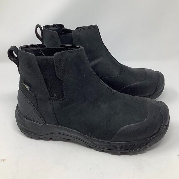 NEW Keen men's Revel IV Waterproof Chelsea boots size 10 43 black leather pullon - Picture 1 of 9